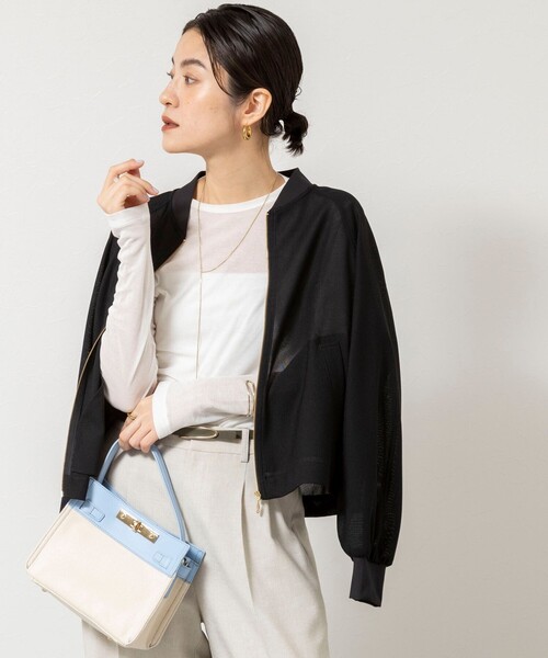 NOLLEY’S Sophi(ノーリーズソフィ)の「ウォッシャブルカラミメッシュジップアップブルゾン(ブルゾン・レディース・ブラック/ホワイト・38)」の20枚目の写真