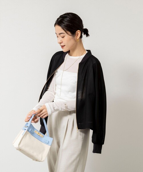NOLLEY’S Sophi(ノーリーズソフィ)の「ウォッシャブルカラミメッシュジップアップブルゾン(ブルゾン・レディース・ブラック/ホワイト・38)」の19枚目の写真