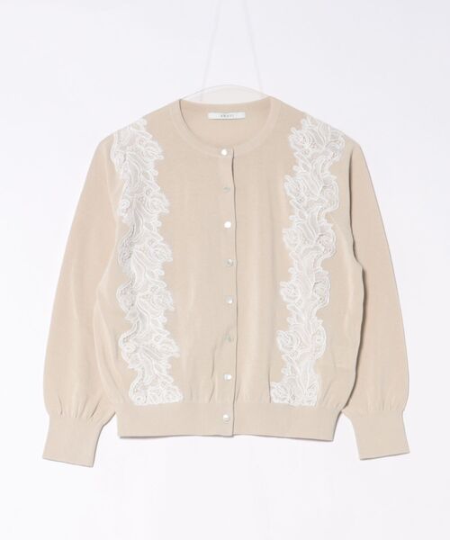 ANAYI（アナイ）の「レースラインコットンナイロンカーディガン（ニット/セーター・レディース・ホワイト/ベージュ系その他/ブラック・38）」の3枚目の写真