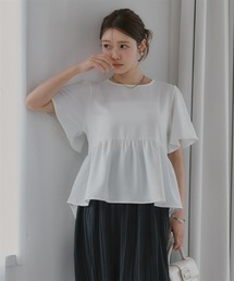 Petitjo | 小さいサイズ 【接触冷感・UVケア・防シワ】 ペプラム半袖ブラウス 低身長さん・小柄女性(シャツ/ブラウス)