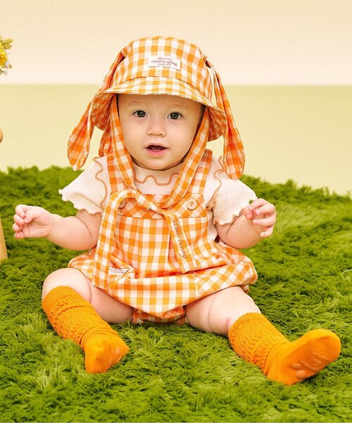 apres les cours（アプレレクール）の「little bunny うさ耳ベビーバケットハット（ハット・キッズ・グリーン/オレンジ・46/48）」の5枚目の写真