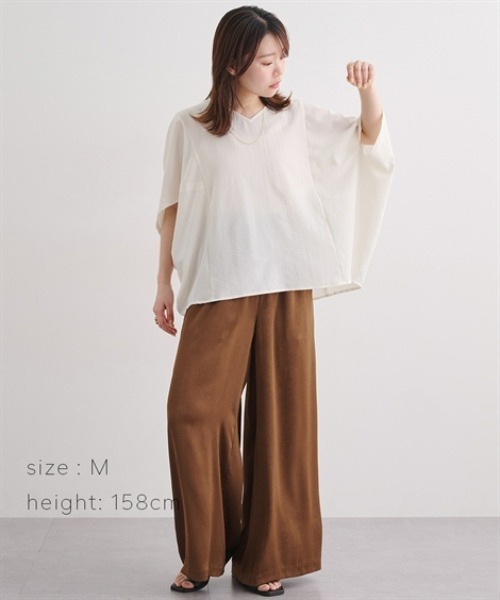 Maison INNESS(メゾンアイネス)の「ドライワッシャー立体フォルムブラウス(シャツ/ブラウス・レディース・モカ/チャコール/オフホワイト・5L~6L/3L~4L/L~LL/S~M)」の10枚目の写真