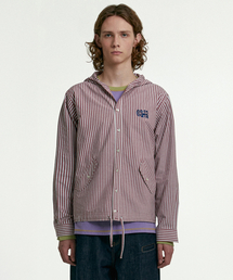 Guidebook Button Hooded Shirt Red