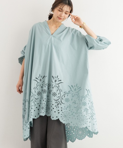 BARNYARDSTORM(バンヤードストーム)の「BARNYARDSTORM / エンブロイダリーコットンワンピース / ハンドウォッシャブル(ワンピース・レディース・ホワイト/グリーン/ベージュ・FREE)」の1枚目の写真