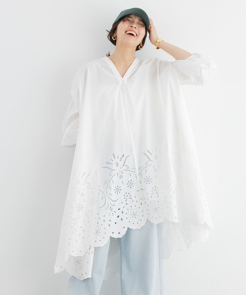 BARNYARDSTORM(バンヤードストーム)の「BARNYARDSTORM / エンブロイダリーコットンワンピース / ハンドウォッシャブル(ワンピース・レディース・ホワイト/グリーン/ベージュ・FREE)」の5枚目の写真