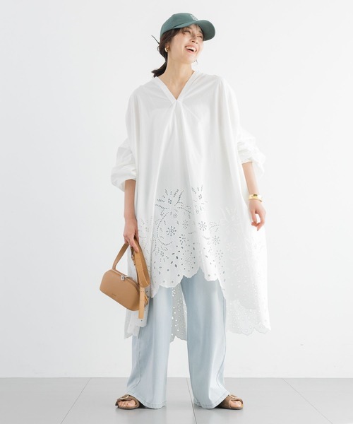 BARNYARDSTORM(バンヤードストーム)の「BARNYARDSTORM / エンブロイダリーコットンワンピース / ハンドウォッシャブル(ワンピース・レディース・ホワイト/グリーン/ベージュ・FREE)」の6枚目の写真