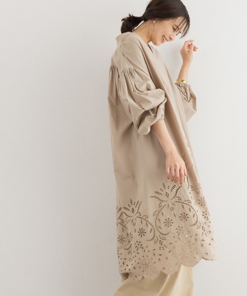 BARNYARDSTORM(バンヤードストーム)の「BARNYARDSTORM / エンブロイダリーコットンワンピース / ハンドウォッシャブル(ワンピース・レディース・ホワイト/グリーン/ベージュ・FREE)」の8枚目の写真