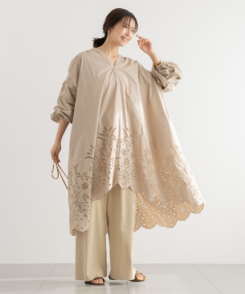 BARNYARDSTORM(バンヤードストーム)の「BARNYARDSTORM / エンブロイダリーコットンワンピース / ハンドウォッシャブル(ワンピース・レディース・ホワイト/グリーン/ベージュ・FREE)」の9枚目の写真