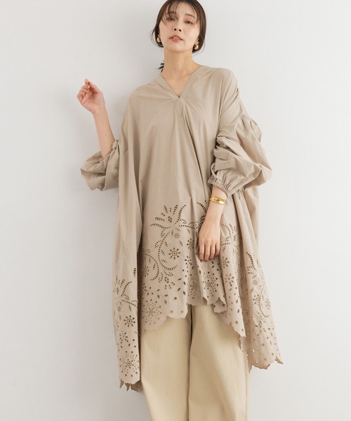 BARNYARDSTORM(バンヤードストーム)の「BARNYARDSTORM / エンブロイダリーコットンワンピース / ハンドウォッシャブル(ワンピース・レディース・ホワイト/グリーン/ベージュ・FREE)」の7枚目の写真