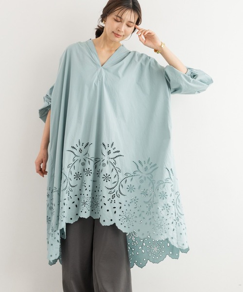 BARNYARDSTORM(バンヤードストーム)の「BARNYARDSTORM / エンブロイダリーコットンワンピース / ハンドウォッシャブル(ワンピース・レディース・ホワイト/グリーン/ベージュ・FREE)」の13枚目の写真