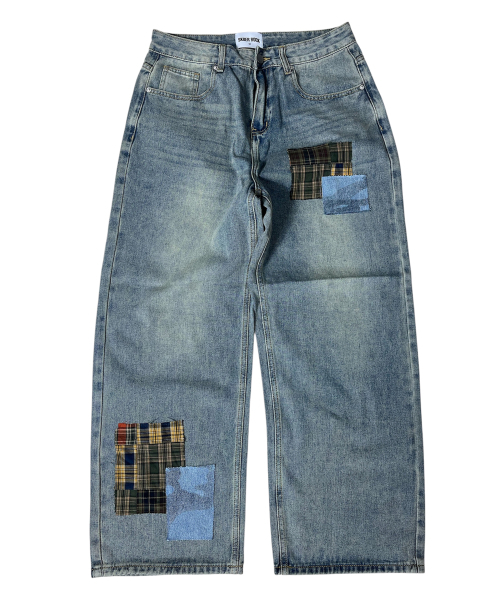 SK8ER ROCK(スケーターロック)の「Patchwork Denim Wide Pants ((beige blue))(デニムパンツ・レディース・その他・SMALL/MEDIUM/LARGE)」の2枚目の写真