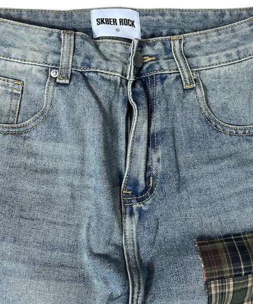 SK8ER ROCK(スケーターロック)の「Patchwork Denim Wide Pants ((beige blue))(デニムパンツ・レディース・その他・SMALL/MEDIUM/LARGE)」の4枚目の写真