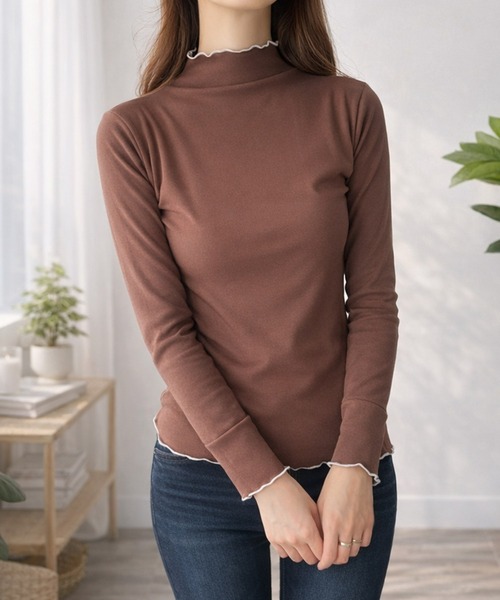Amulet(アミュレット)の「程よいフィット感で着心地◎ ソフトフィット配色メロウカットソー(Tシャツ/カットソー・レディース・カーキ/アイボリー/ブラック/ホワイト/ブラウン・L/M)」の14枚目の写真