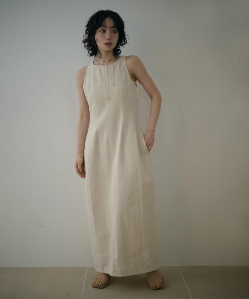 LAULEN(ローレン)の「cotton cocoon sleeveless long dress /コットンコクーンノースリーブロングドレス(ワンピース・レディース・ブラック/ベージュ・S/M)」の3枚目の写真