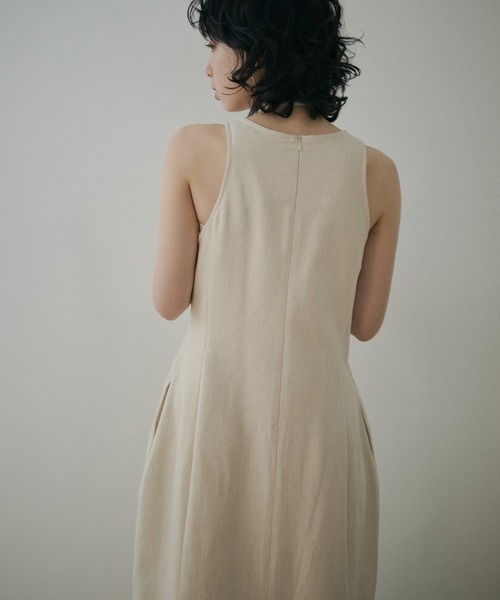 LAULEN(ローレン)の「cotton cocoon sleeveless long dress /コットンコクーンノースリーブロングドレス(ワンピース・レディース・ブラック/ベージュ・S/M)」の4枚目の写真