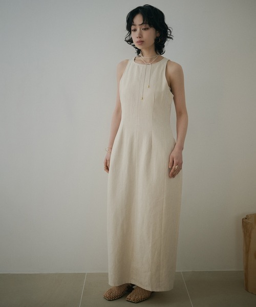 LAULEN(ローレン)の「cotton cocoon sleeveless long dress /コットンコクーンノースリーブロングドレス(ワンピース・レディース・ブラック/ベージュ・S/M)」の14枚目の写真