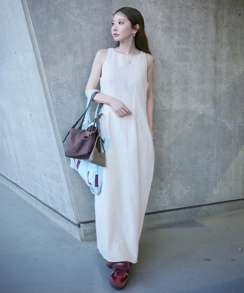 LAULEN(ローレン)の「cotton cocoon sleeveless long dress /コットンコクーンノースリーブロングドレス(ワンピース・レディース・ブラック/ベージュ・S/M)」の20枚目の写真