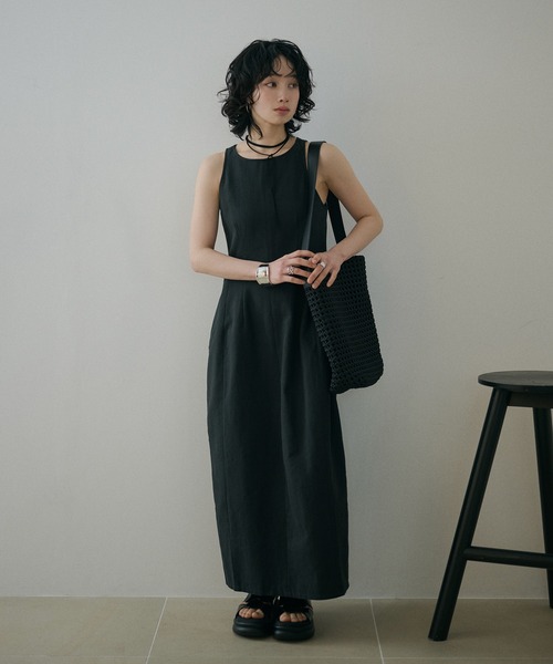 LAULEN(ローレン)の「cotton cocoon sleeveless long dress /コットンコクーンノースリーブロングドレス(ワンピース・レディース・ブラック/ベージュ・S/M)」の21枚目の写真