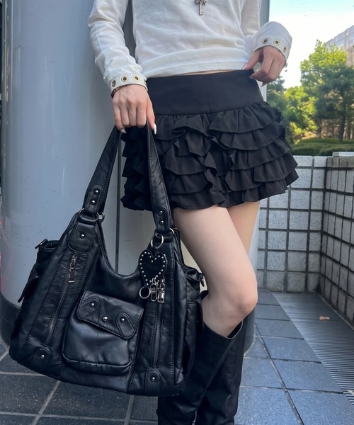 .KOM(ドットコム)の「A'GEM/9 × .kom 『.KOM/ドットケーオーエム』 /ティアードフリルミニスカート(スカート・レディース・グレー/ホワイト/ブラック・S)」の2枚目の写真