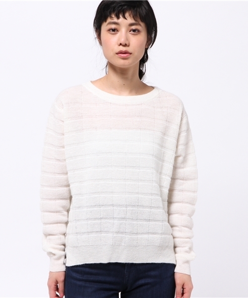 OUTLET（アウトレット）の「【CAPRICIEUX LE'MAGE】ブロック編スリットPO（ニット/セーター・レディース・カーキ/ネイビー/ホワイト・FREE）」の10枚目の写真