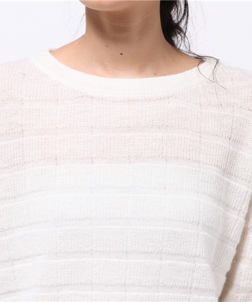 OUTLET（アウトレット）の「【CAPRICIEUX LE'MAGE】ブロック編スリットPO（ニット/セーター・レディース・カーキ/ネイビー/ホワイト・FREE）」の7枚目の写真
