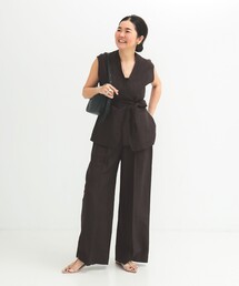 Demi-Luxe BEAMS | シンプル リネン ワイドパンツ .M(その他パンツ)