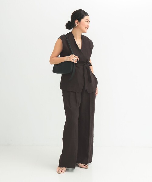 Demi-Luxe BEAMS(デミルクス ビームス)の「シンプル リネン ワイドパンツ .M(その他パンツ・レディース・ブルー系その他/ブラウン系その他・38/36)」の18枚目の写真