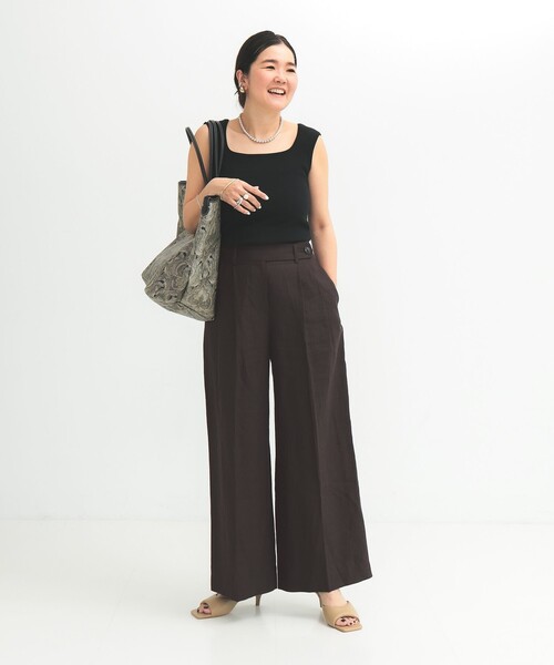 Demi-Luxe BEAMS(デミルクス ビームス)の「シンプル リネン ワイドパンツ .M(その他パンツ・レディース・ブルー系その他/ブラウン系その他・38/36)」の22枚目の写真