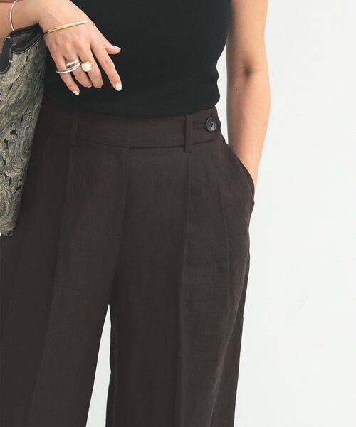 Demi-Luxe BEAMS(デミルクス ビームス)の「シンプル リネン ワイドパンツ .M(その他パンツ・レディース・ブルー系その他/ブラウン系その他・38/36)」の16枚目の写真