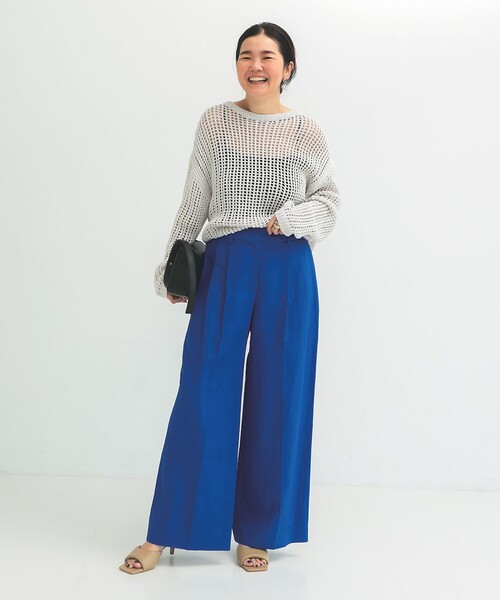 Demi-Luxe BEAMS(デミルクス ビームス)の「シンプル リネン ワイドパンツ .M(その他パンツ・レディース・ブルー系その他/ブラウン系その他・38/36)」の11枚目の写真