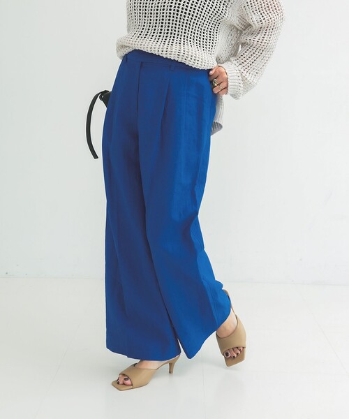 Demi-Luxe BEAMS(デミルクス ビームス)の「シンプル リネン ワイドパンツ .M(その他パンツ・レディース・ブルー系その他/ブラウン系その他・38/36)」の6枚目の写真