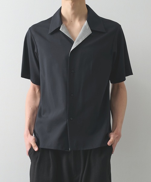 ETHOSENS(エトセンス)の「【ETHOSENS】別注 S/S shirts(シャツ/ブラウス・メンズ・ネイビー/ホワイト・1/2)」の1枚目の写真