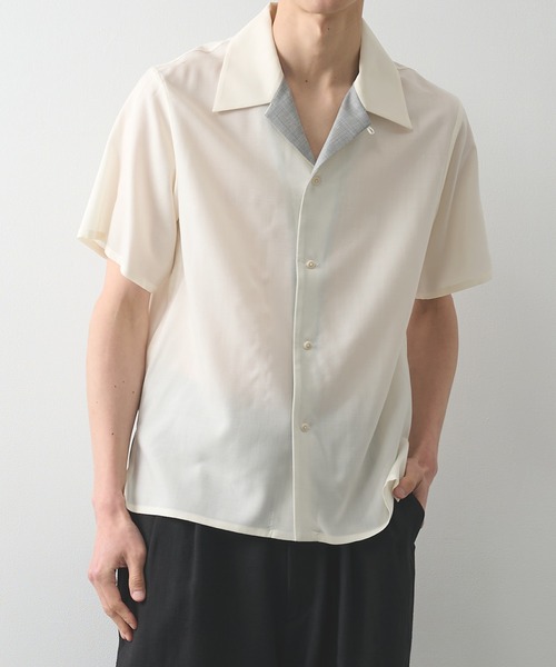 ETHOSENS(エトセンス)の「【ETHOSENS】別注 S/S shirts(シャツ/ブラウス・メンズ・ネイビー/ホワイト・1/2)」の2枚目の写真