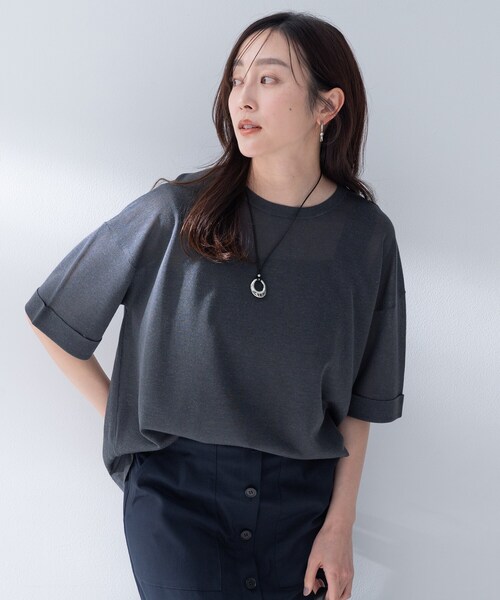 UNTITLED(アンタイトル)の「【アンサンブル可/Tシャツ風/ゆったり】リラックスニットトップス(ニット/セーター・レディース・オリーブ/ブラウン系/ナチュラル/スミクロ・00/02/04/44/48)」の8枚目の写真