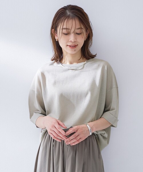 UNTITLED(アンタイトル)の「【アンサンブル可/Tシャツ風/ゆったり】リラックスニットトップス(ニット/セーター・レディース・オリーブ/ブラウン系/ナチュラル/スミクロ・00/02/04/44/48)」の16枚目の写真