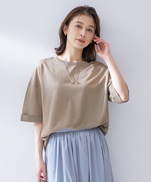 UNTITLED(アンタイトル)の「【アンサンブル可/Tシャツ風/ゆったり】リラックスニットトップス(ニット/セーター・レディース・オリーブ/ブラウン系/ナチュラル/スミクロ・00/02/04/44/48)」の20枚目の写真