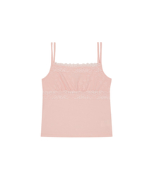 OJOS（オホス）の「Double Strap Lace Sleevless / Pink（Tシャツ/カットソー）」