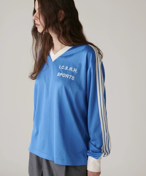INSCRIRE(アンスクリア)の「Stripe Uniform V neck Tee(Tシャツ/カットソー・メンズ・ライトブルー/ネイビー・MEDIUM/LARGE)」の6枚目の写真