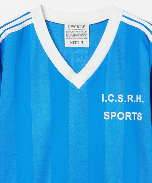 INSCRIRE(アンスクリア)の「Stripe Uniform V neck Tee(Tシャツ/カットソー・メンズ・ライトブルー/ネイビー・MEDIUM/LARGE)」の7枚目の写真