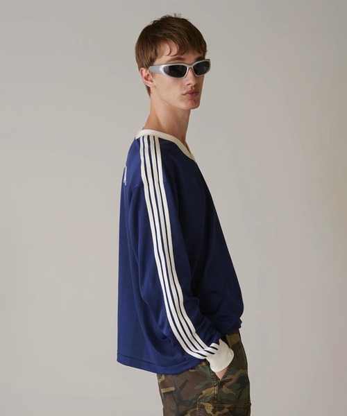 INSCRIRE(アンスクリア)の「Stripe Uniform V neck Tee(Tシャツ/カットソー・メンズ・ライトブルー/ネイビー・MEDIUM/LARGE)」の10枚目の写真