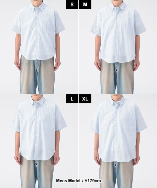 BEAMS(ビームス)の「ブロードストライプ シャツ【リラックスフィット】(シャツ/ブラウス・メンズ・グレー/サックスブルー・M/L/S/XL)」の7枚目の写真