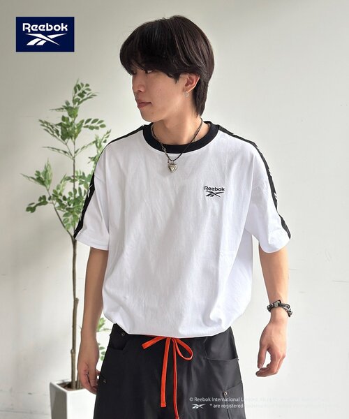 Reebok(リーボック)の「【Reebok】肩ラインT(Tシャツ/カットソー・レディース・サックスブルー/チャコールグレー/ホワイト・MEDIUM/LARGE)」の2枚目の写真