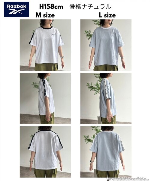 Reebok(リーボック)の「【Reebok】肩ラインT(Tシャツ/カットソー・レディース・サックスブルー/チャコールグレー/ホワイト・MEDIUM/LARGE)」の4枚目の写真