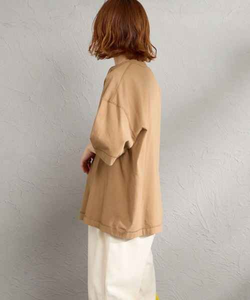 Healthknit（ヘルスニット）の「[HEALTHKNIT/ヘルスニット] 別注 ビックシルエット ヘンリーネックTシャツ（Tシャツ/カットソー・レディース・ベージュ/オートミール/ブラック・M/L/XL）」の18枚目の写真