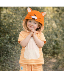 MINIDOU（ミニドウ）の「フォックスキッズ サマー ストライプ フードパーカー 上下セット（セットアップ）」