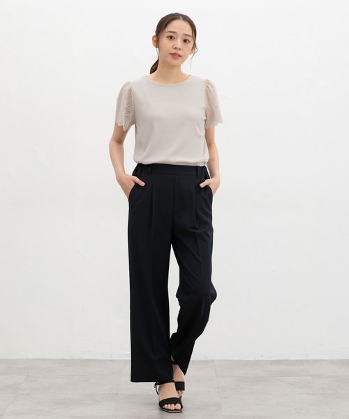 Honeys(ハニーズ)の「【ハニさら・接触冷感・UVカット】袖レーストップス(Tシャツ/カットソー・レディース・イエロー/ライトベージュ/ブラック/アイボリー/ミント/ピンク系その他2/ブルーグリーン・S/M/LL/L/3L)」の19枚目の写真