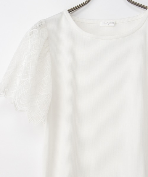 Honeys(ハニーズ)の「【ハニさら・接触冷感・UVカット】袖レーストップス(Tシャツ/カットソー・レディース・イエロー/ライトベージュ/ブラック/アイボリー/ミント/ピンク系その他2/ブルーグリーン・S/M/LL/L/3L)」の16枚目の写真