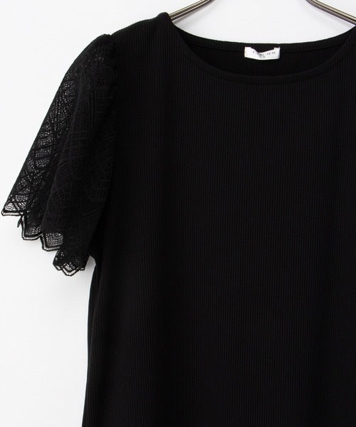 Honeys(ハニーズ)の「【ハニさら・接触冷感・UVカット】袖レーストップス(Tシャツ/カットソー・レディース・イエロー/ライトベージュ/ブラック/アイボリー/ミント/ピンク系その他2/ブルーグリーン・S/M/LL/L/3L)」の14枚目の写真