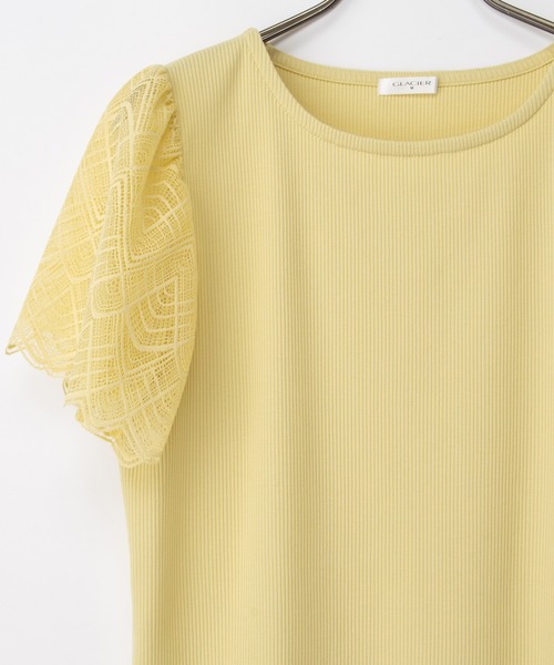 Honeys(ハニーズ)の「【ハニさら・接触冷感・UVカット】袖レーストップス(Tシャツ/カットソー・レディース・イエロー/ライトベージュ/ブラック/アイボリー/ミント/ピンク系その他2/ブルーグリーン・S/M/LL/L/3L)」の12枚目の写真
