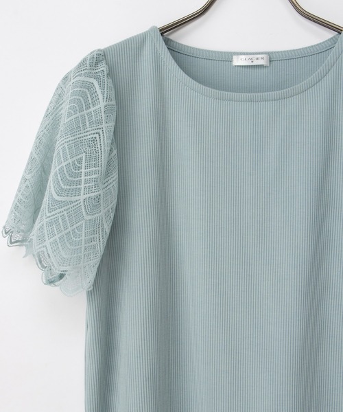 Honeys(ハニーズ)の「【ハニさら・接触冷感・UVカット】袖レーストップス(Tシャツ/カットソー・レディース・イエロー/ライトベージュ/ブラック/アイボリー/ミント/ピンク系その他2/ブルーグリーン・S/M/LL/L/3L)」の10枚目の写真